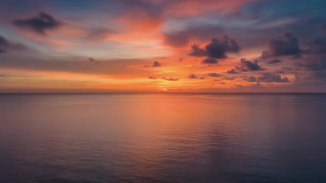 A breathtaking triple-panel panorama captures a vibrant sunset over a tranquil ocean, painting the sky with hues of orange, pink, and purple.