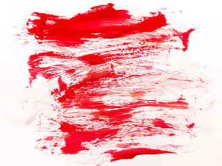 paint brush stroke texture red watercolor spot blotch isolated. Red brush stroke isolated on white background. Abstract Element. Red acrylic paint.  © Aisyaturridlo