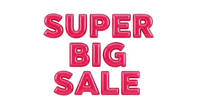Vibrant super big sale promotional text in bold pink letters
