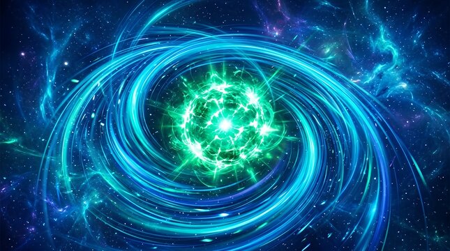 Dynamic Emerald Core with Swirling Cerulean Spiral Abstract Background Design emerald cerulean swirl spiral abstract vivid vibrant center vortex twist motion fluid gradient pattern element modern