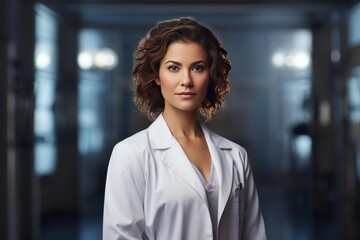 Obraz premium Female doctor working in medical facility, representing healthcare professionalism and innovation