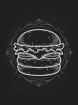 Classic burger chalk drawing.