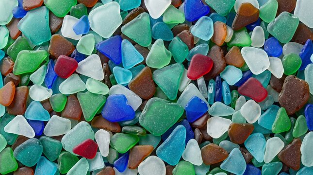 Beautiful Colorful Sea Glass Pieces Background Pattern