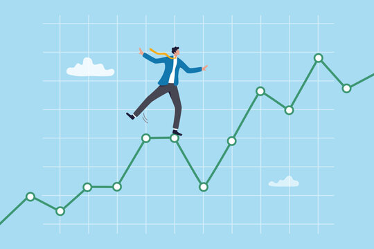 Risk and uncertainty mitigation, security prevention planning, threat protection, safety compliance assessment, chart and graph opportunity challenge, businessman investor on risky uncertainty graph.