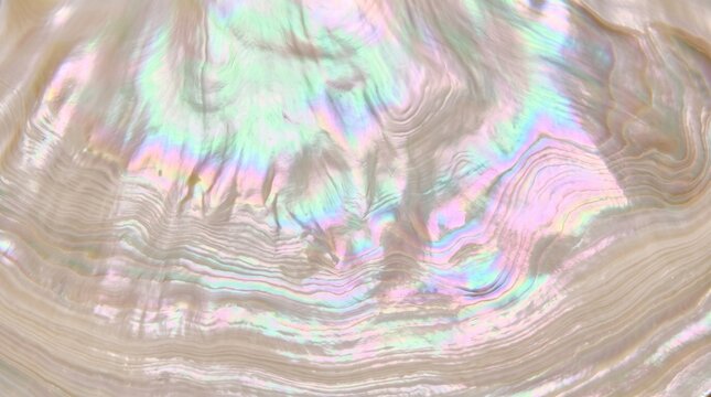 Macro Pearl Shell Texture with Shiny Iridescent Rainbow Colors