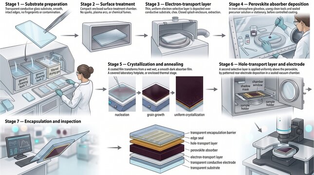 Semiconductor manufacturing process stages in a laboratory setting  
