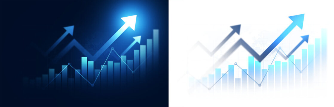 Transparent collage of stock market investment trading graph growth.Investment finance chart,stock market business and exchange financial growth graph.	
