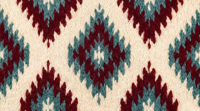 Tribal kilim ikat textile pattern with geometric diamonds.