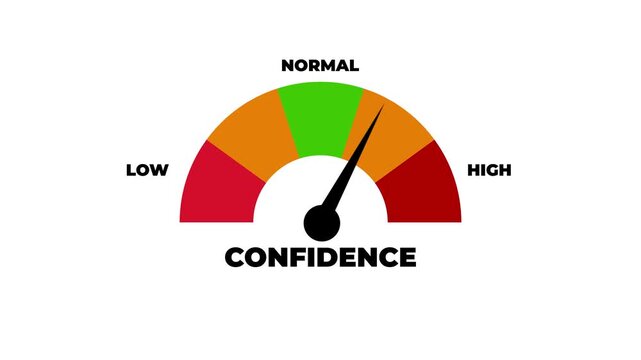 Animated confidence meter moving from low level to high level, perfect for concepts related to self-esteem, motivation and personal growth.4k motion graphics video