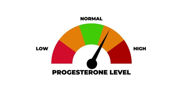 Animated progesterone level meter showing movement from high level to low level, ideal for illustrating hormone imbalance, women&rsquo;s health issues, and reproductive health monitoring.4k motion graphics