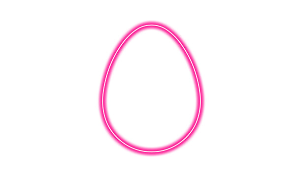 Neon pink egg outline isolated on transparent background