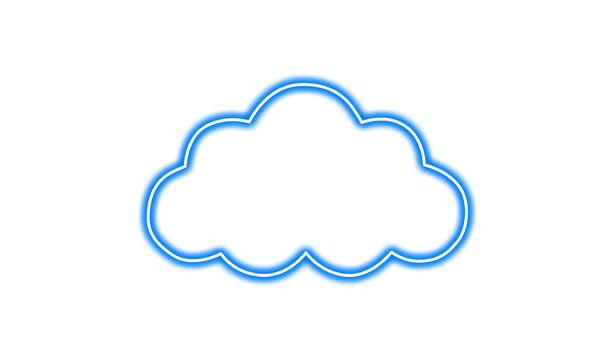 Blue neon cloud shape isolated on white isolated on transparent background