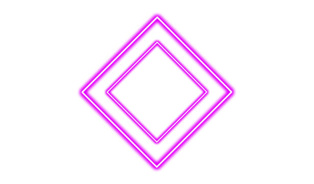 Neon pink diamond shapes isolated on transparent background