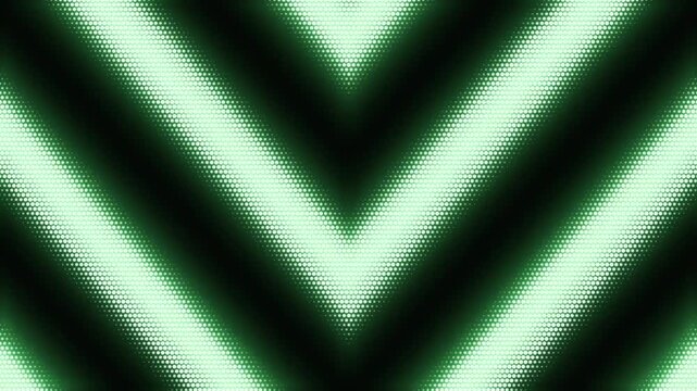 Glowing Green Chevron V Shape LED Dot Matrix Background - Abstract Arrow Arrowhead Scrolling Motion Graphic Background 