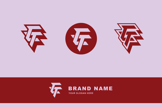 Dynamic letter CTF monogram logo template with sharp edges for esports and athletic branding.