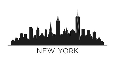 Obraz premium New York City Skyline Silhouette - Black and White Vector