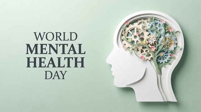 World mental health day concept with a human head filled with a forest