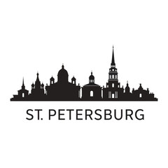 Fototapeta premium Saint Petersburg Cityscape Silhouette Vector Illustration