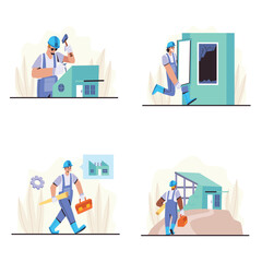 Fototapeta premium Home Repair Maintenance and Handyman Service Illustration Set