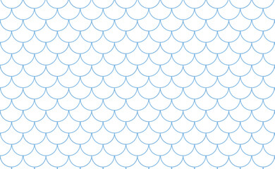 Blue and white fish scale pattern, monochrome reptile skin texture. Seamless mermaid scale background with cute marine design, gradient backdrop and retro sea wrapping paper vector illustration. © Oleh