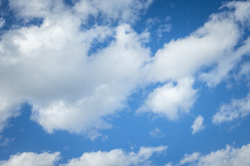 Fototapeta premium Clear blue sky with scattered white clouds