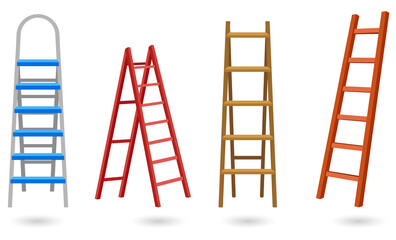 Colorful ladders for home renovation and DIY projects  on transparent background PNG © Sneha