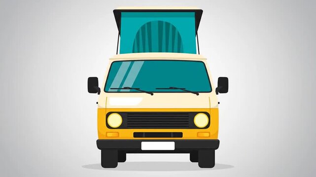 Front view of modern yellow delivery van.