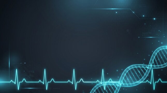 Minimalist Futuristic Telemedicine Background with Glowing Health Pulse Wireframe and Wide Copy Space