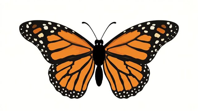 Monarch butterfly illustration with orange and black wings.