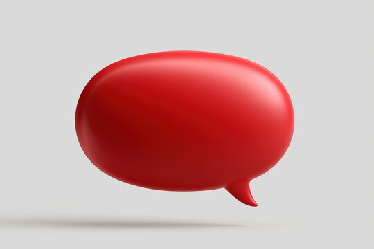 Bright red chat bubble icon with smooth 3d rounded shape