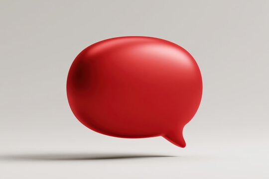 Red 3d chat bubble icon with smooth rounded shape on neutral background