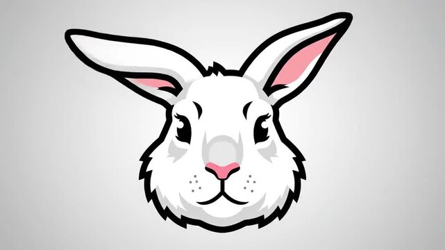 White rabbit head mascot with long ears