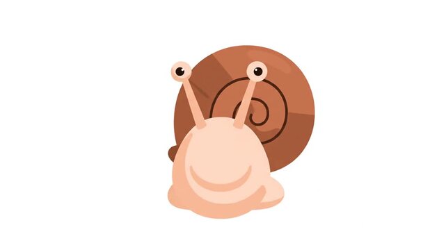 Friendly cartoon snail with a brown shell.
