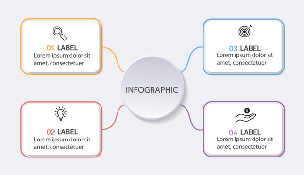 Design infographic element. Vector business diagram template with circle line and 4 step