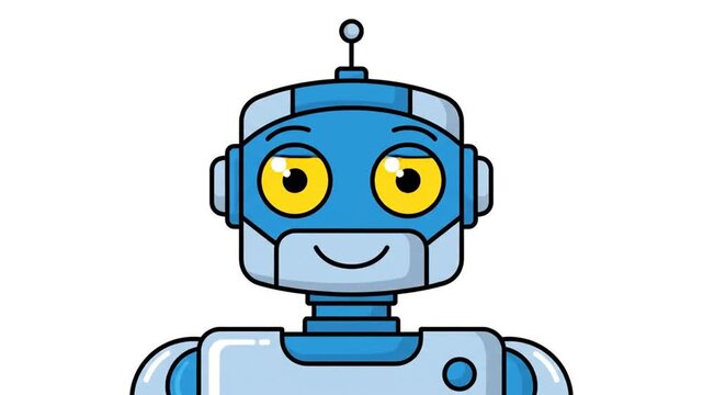 Blue futuristic robot character head and shoulders.