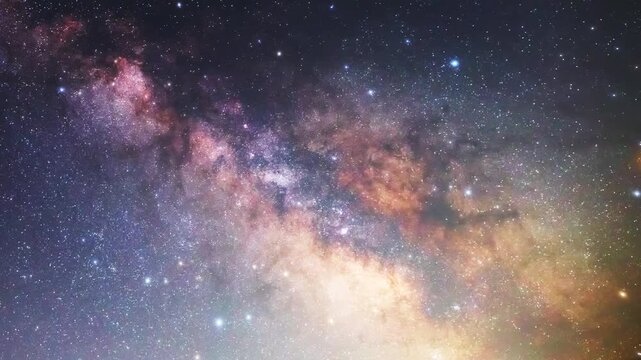 Constellations and Milky Way stars on a dark countryside skies. Time-lapse video.