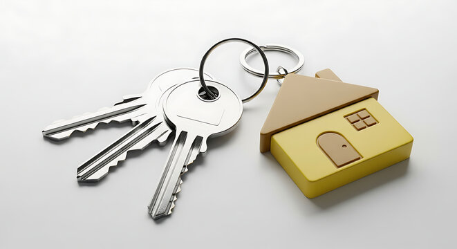 Golden keychain with keys on wooden padlock