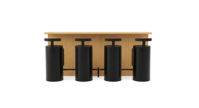 Four black cylindrical batteries with gold connector