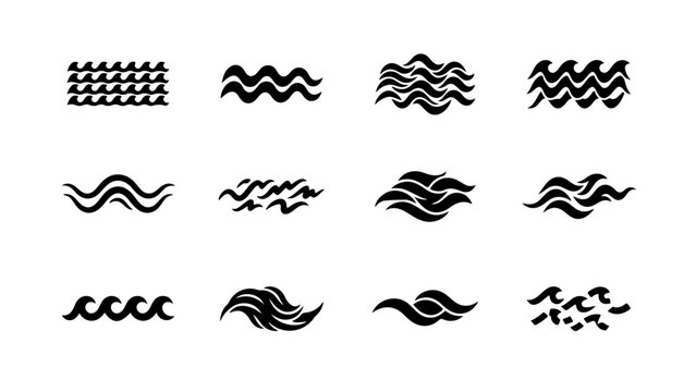 Dynamic wave and zigzag patterns forming a cohesive abstract design collection.