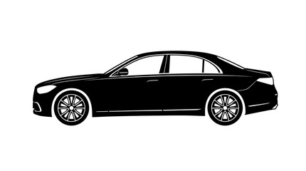 Fototapeta premium Sleek Side Profile of a Modern Luxury Sedan Silhouette Vector Graphic