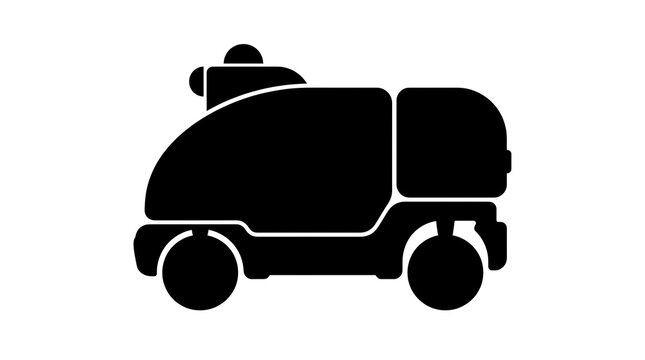 Autonomous Robotic Delivery and Cleaning Vehicle Icon for Modern Services