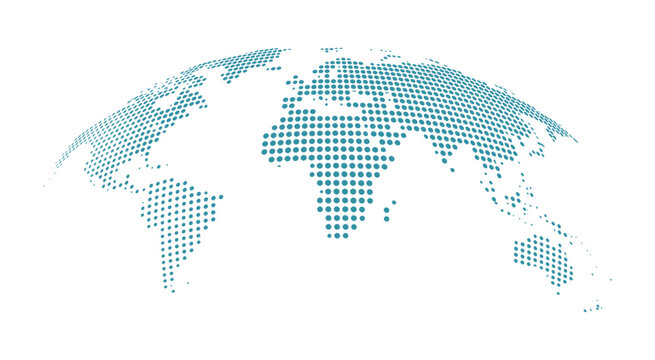 World map with light blue line and dot pattern connected network, digital technology concept and global connectivity illustration for worldwide digital infrastructure and modern network visualization