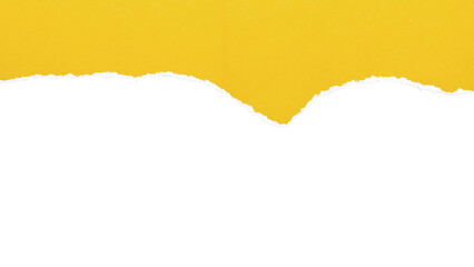 Fototapeta premium Yellow torn paper edge with deep central notch on transparent background