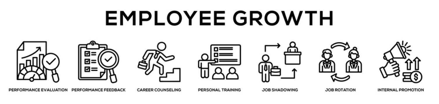 Employee Growth web banner icon illustration concept