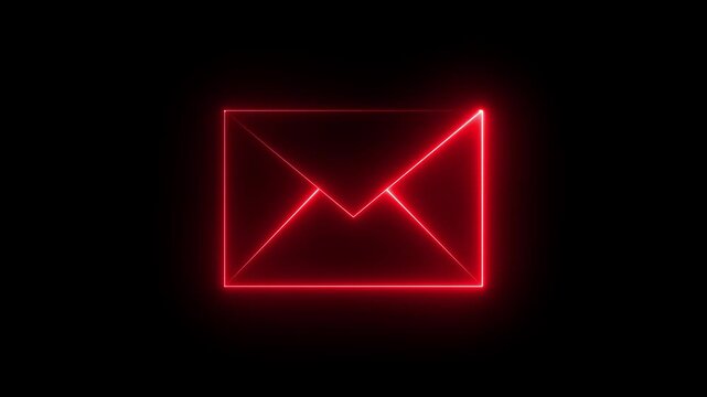 neon blue color message icon animation with black background. motion graphic of glowing neon message icon concept. 4k