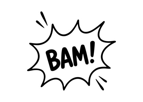 Minimalist Outline BAM Comic Speech Bubble Pop Art Sound Effect PNG