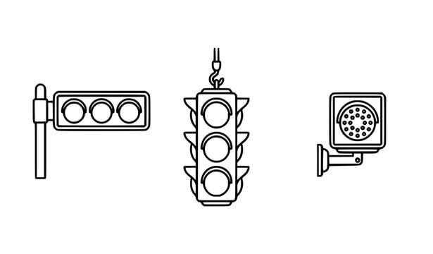 Traffic Signal Vector Icons &ndash; Minimal Road Safety Collection
