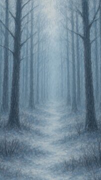 Mystical winter forest path mobile wallpaper