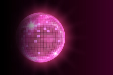 Obraz premium Disco ball background with pink glow and mirrored tiles