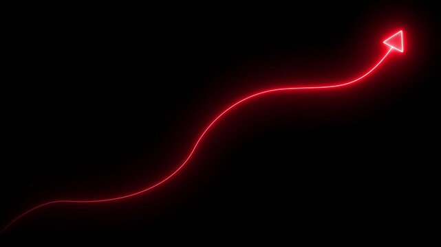 Neon Business chart icon isolated . business chart growth concept black background. Zigzag up right arrow